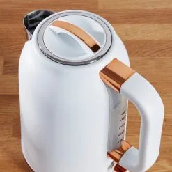 Dunelm 1.7L 3.kW Matt White & Copper Jug Kettle -Deals Kettles Store 1000150236 alt03