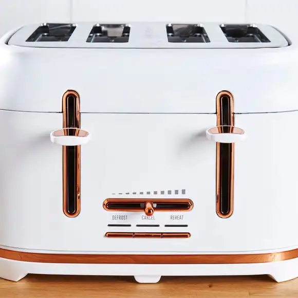 Dunelm 4 Slice Matt White & Copper Toaster 4 Dunelm 4 Slice Matt White & Copper Toaster - Image 2