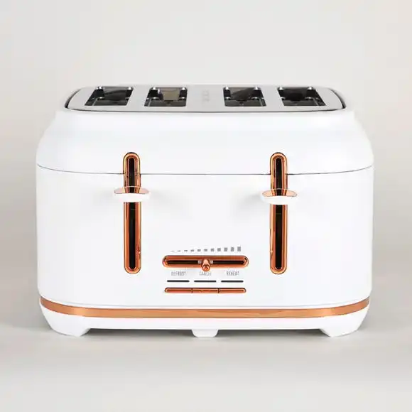 Dunelm 4 Slice Matt White & Copper Toaster 6 Dunelm 4 Slice Matt White & Copper Toaster - Image 4