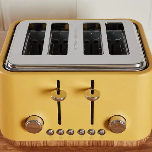Dunelm Contemporary 4 Slice Ochre Yellow Toaster 5 Dunelm Contemporary 4 Slice Ochre Yellow Toaster - Image 3