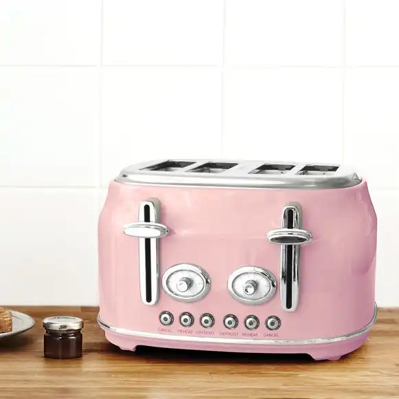 Dunelm Retro Pink 4 Slice Toaster 3 Dunelm Retro Pink 4 Slice Toaster