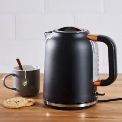 Dunelm 1.7L 3kW Matt Black & Copper Jug Kettle