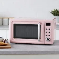 Dunelm Retro 20L 800W Pink Digital Microwave