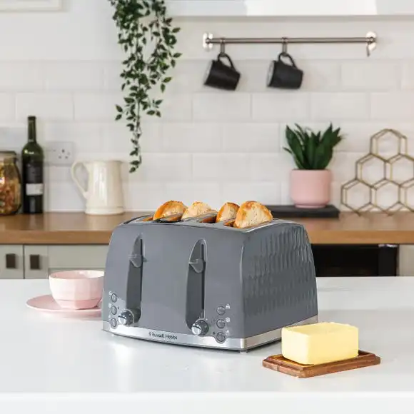 Russell Hobbs Honeycomb 4 Slice Toaster Grey 5 Russell Hobbs Honeycomb 4 Slice Toaster Grey - Image 3